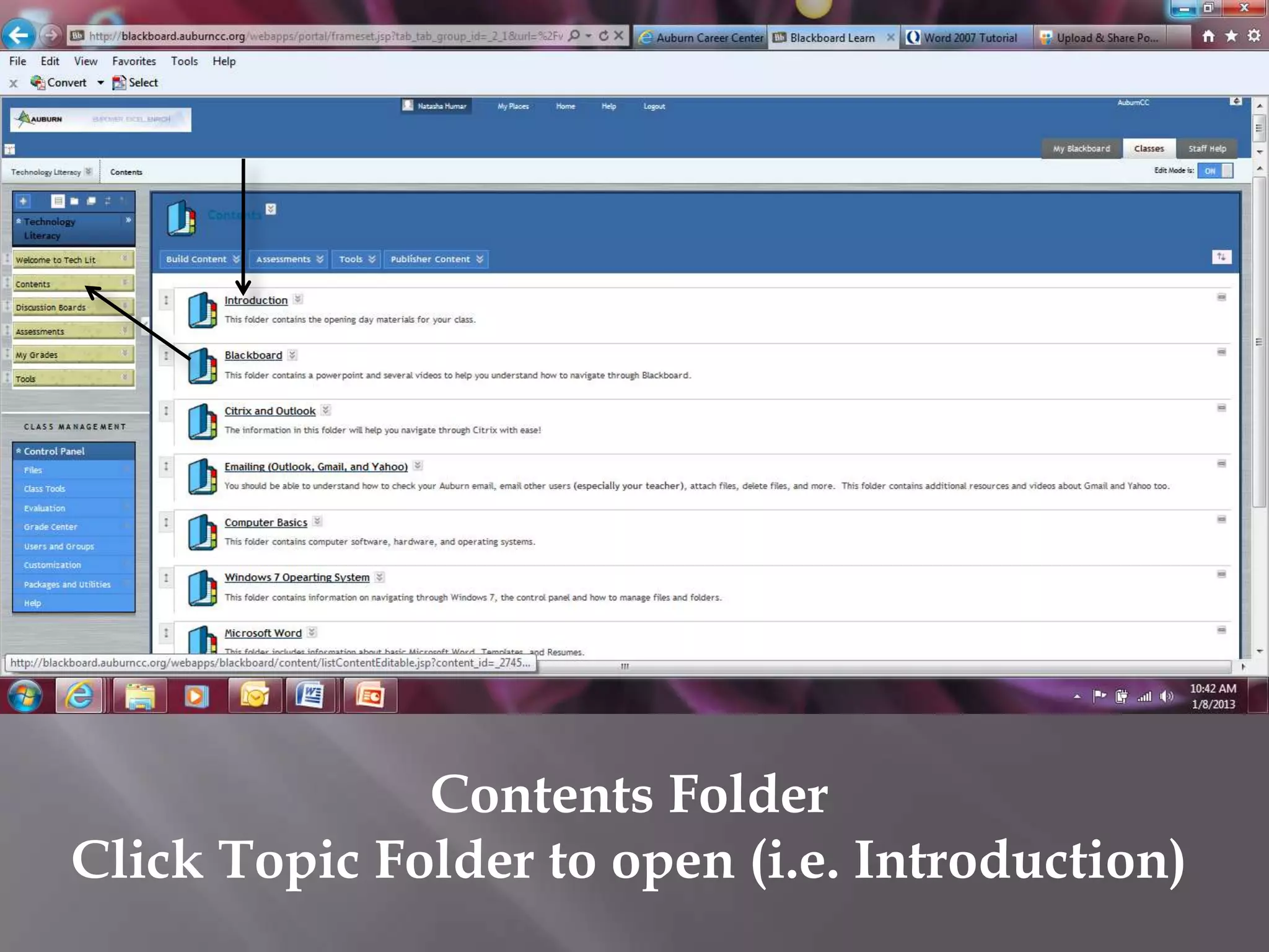 Contents Folder
Click Topic Folder to open (i.e. Introduction)
 