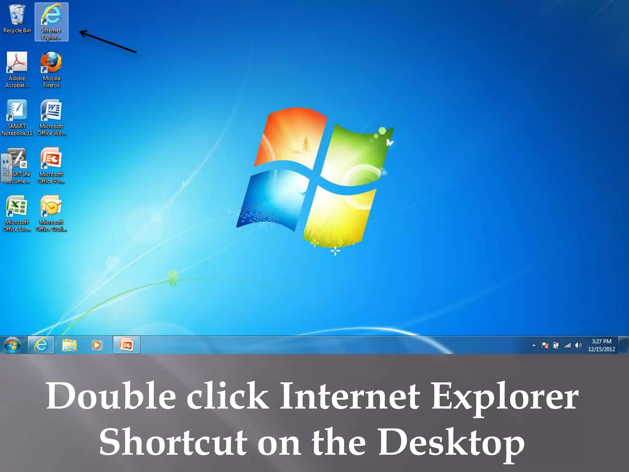 Double click Internet Explorer
  Shortcut on the Desktop
 