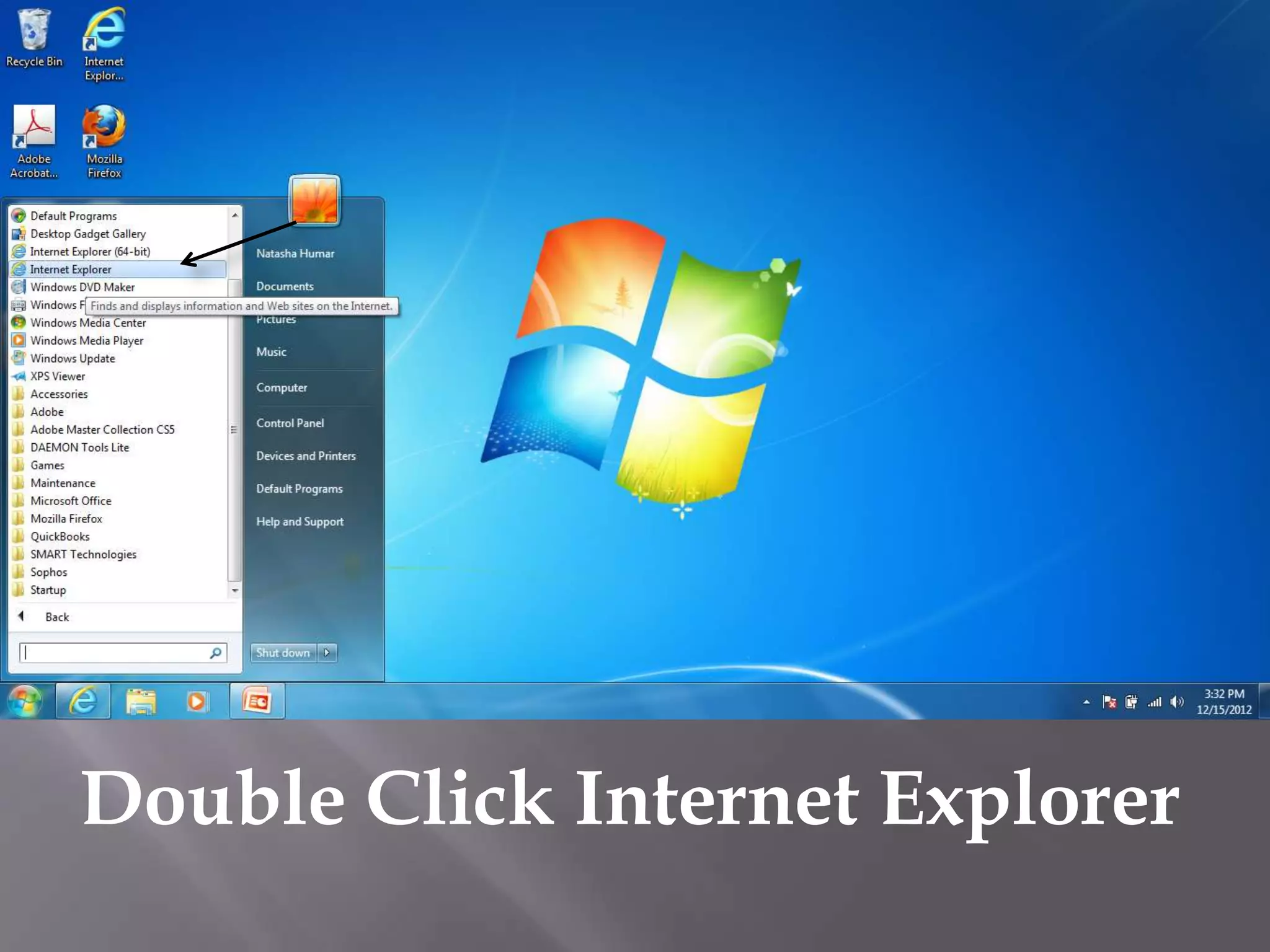 Double Click Internet Explorer
 
