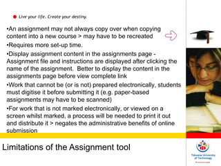 Blackboard training - The assignment tool and good teaching practices ...
