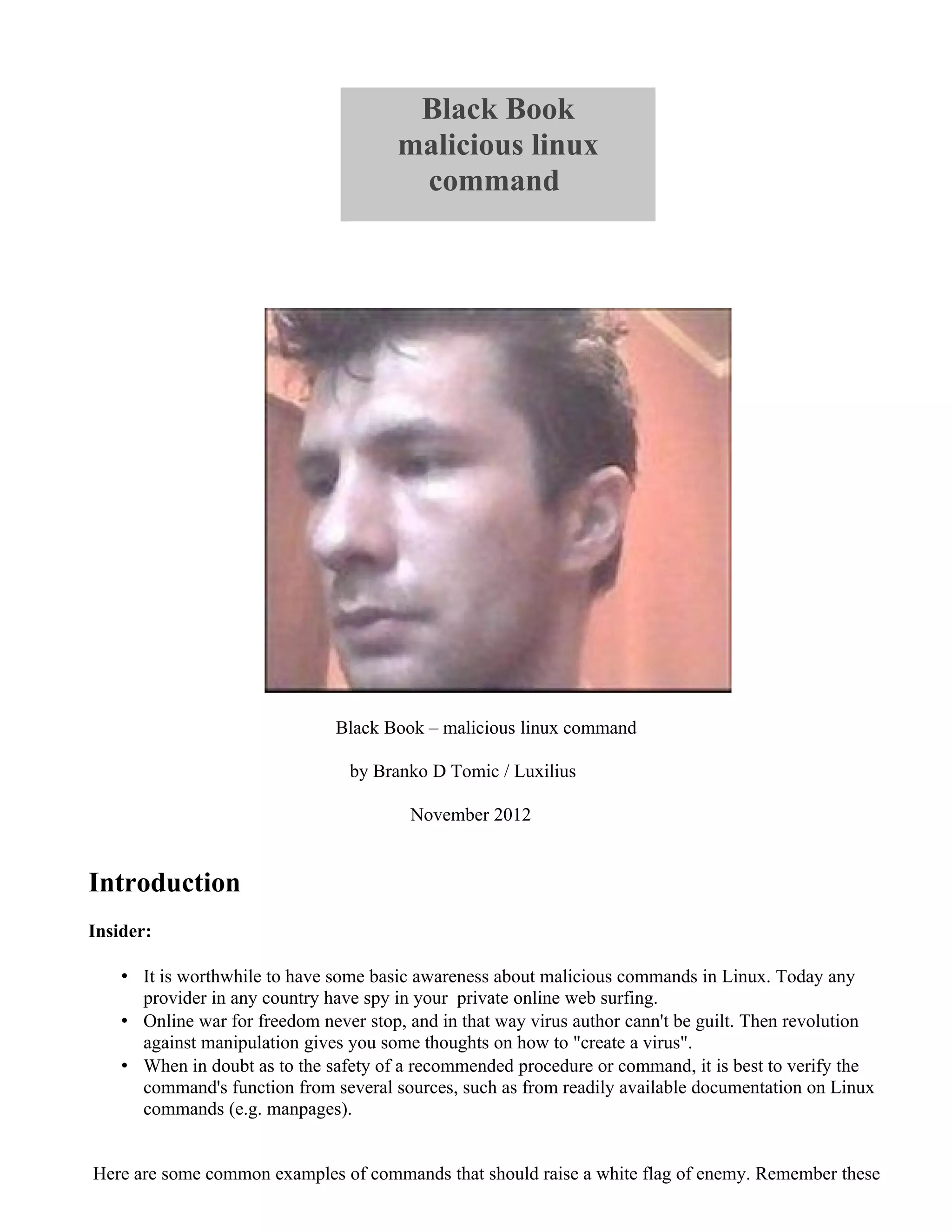Black book malicious linux command pdf