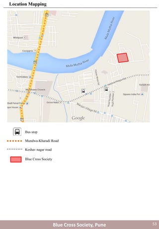 Blue Cross Society, Pune
Location Mapping
Mundwa-Kharadi Road
Keshav nagar road
Blue Cross Society
Bus stop
53
 
