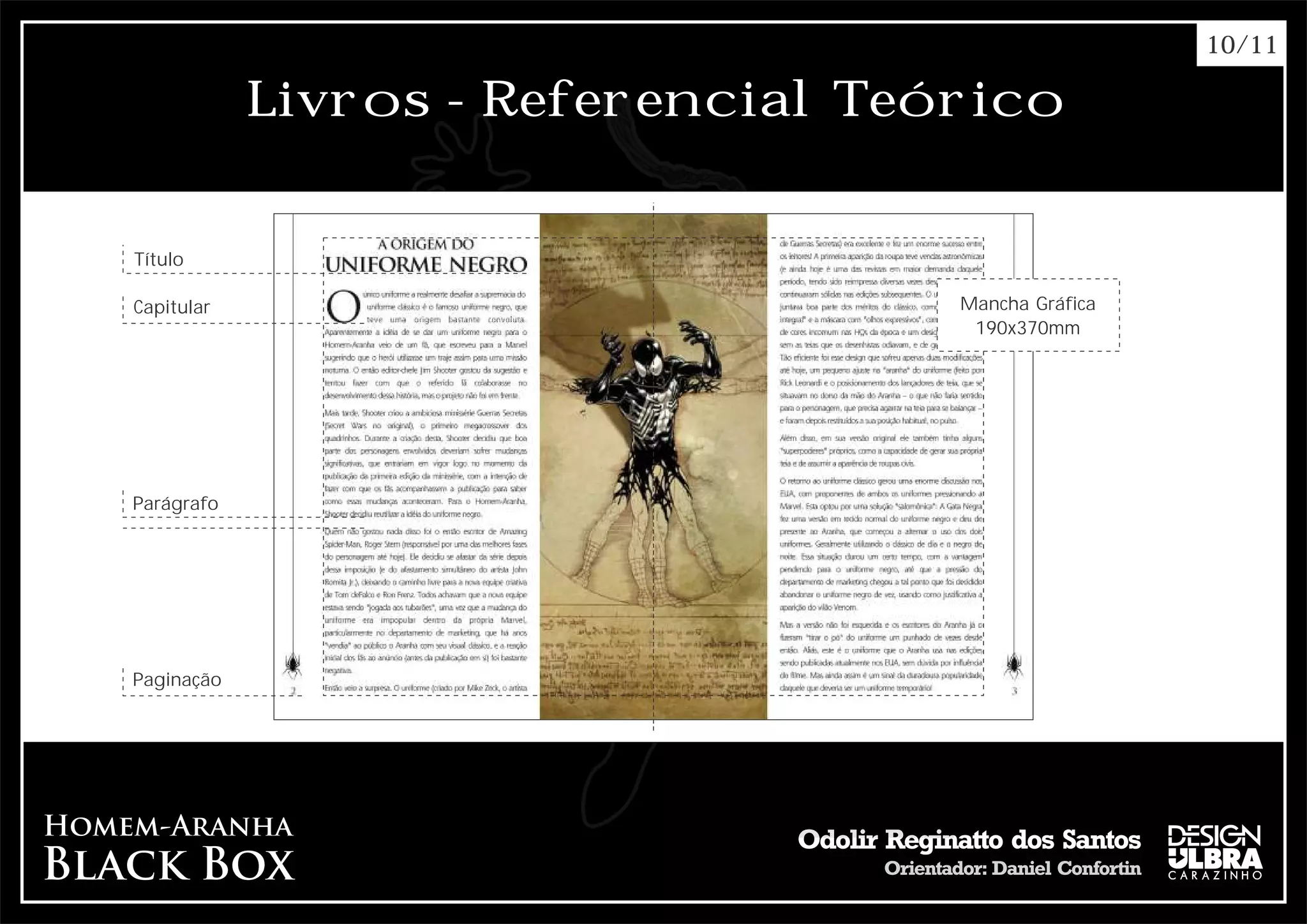 10/11

            Livros - Referencial Teórico


Título

Capitular                           Mancha Gráfica
                                     190x370mm




Parágrafo




Paginação
 