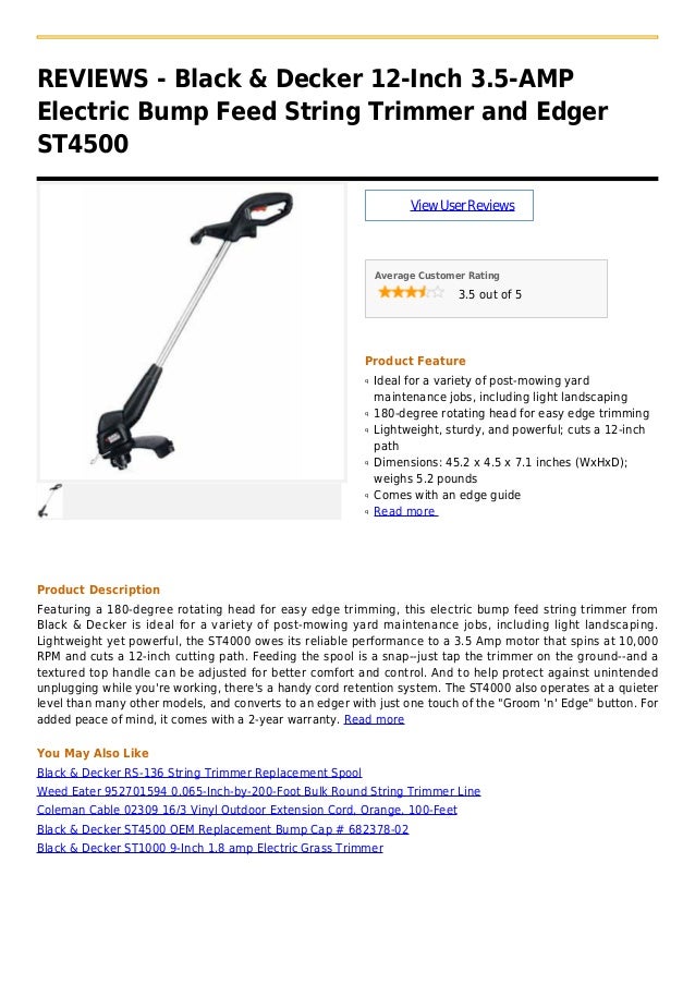 Black & decker 12 inch 3.5amp electric bump feed string trimmer and