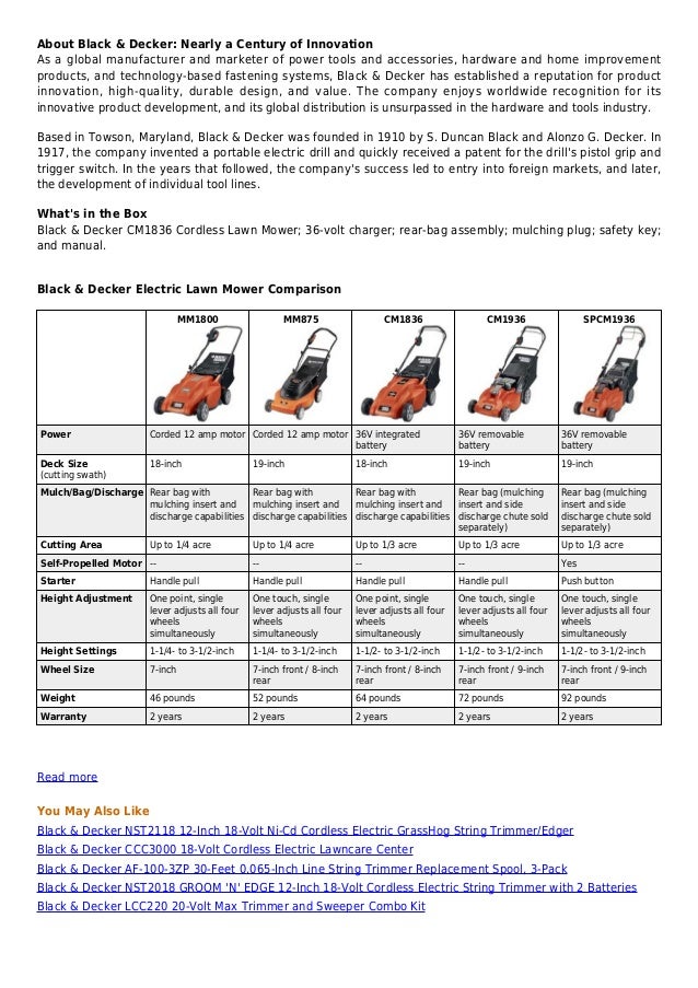 Black & decker cm1836 18 inch 36volt cordless electric lawn mower