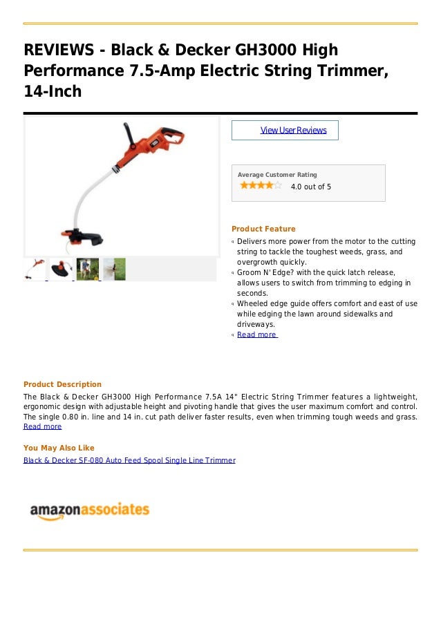 black and decker 7.5 amp trimmer