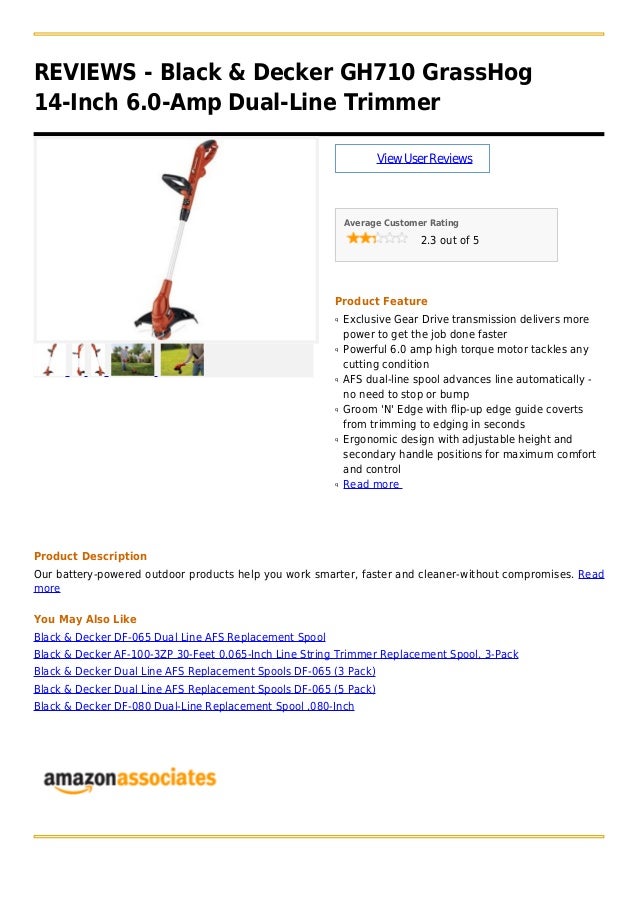 Black & decker gh710 grass hog 14 inch 6.0amp dualline trimmer