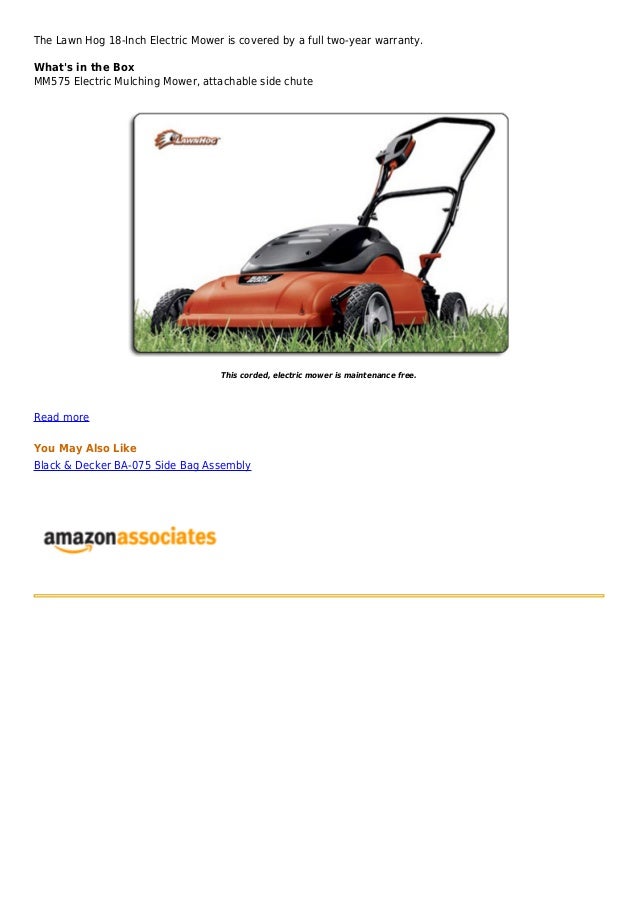 Black & decker mm575 lawn hog 18 inch 12 amp electric mulching mower
