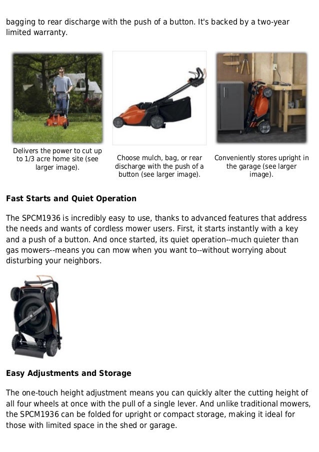 Black & decker spcm1936 19 inch 36volt cordless electric self