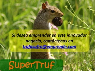 SuperTruf
Si desea emprender en este innovador
negocio, contáctenos en
trufasufro@emprende.com
 