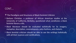 BLACK FEMINIST CRITICISM BY BARBARA CHRISTIAN | PPTX