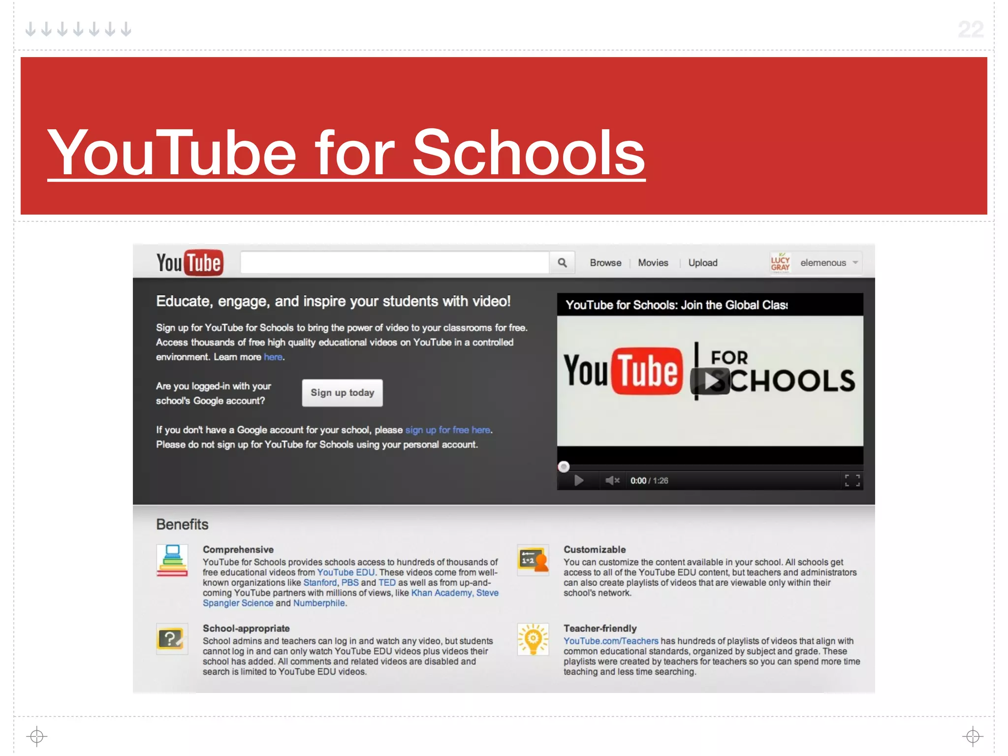 YouTube for Schools
22
 