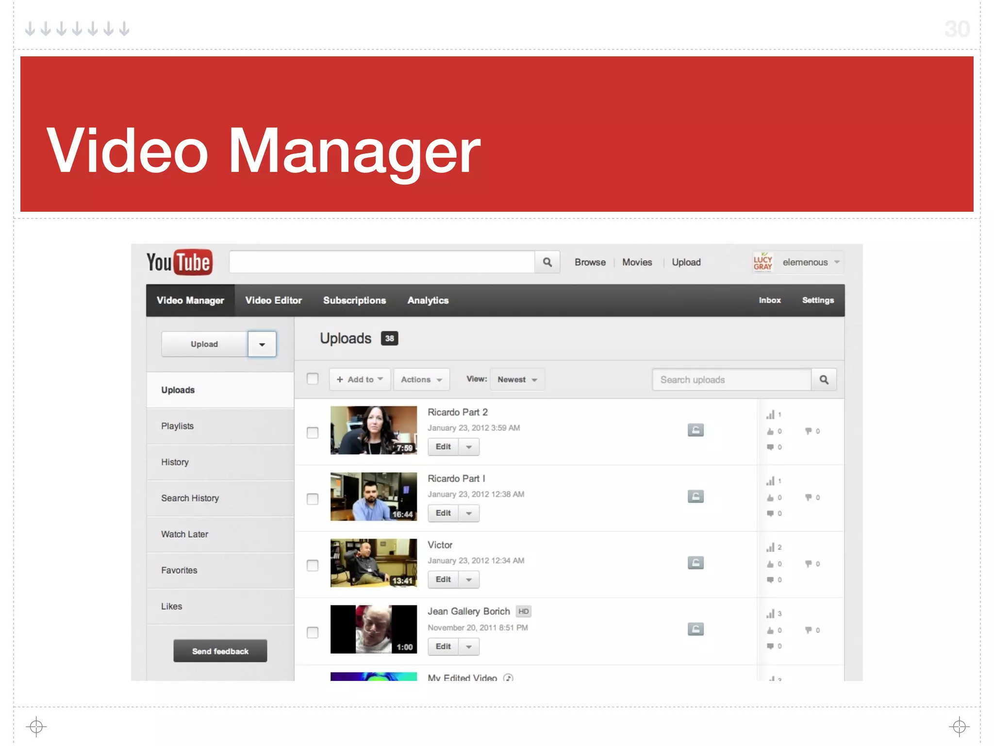 Video Manager
30
 