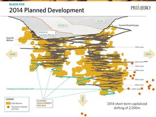 TSX:P I NYSE:PPP I 17
BLACK FOX
2014 Planned Development
2014 short-term capitalized
drifting of 2,200m
 