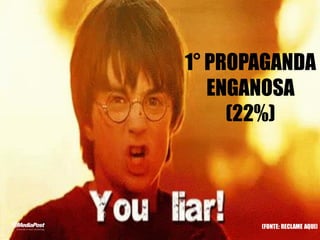 1° PROPAGANDA
ENGANOSA
(22%)
(FONTE: RECLAME AQUI)
 