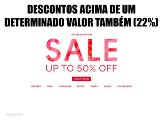 DESCONTOS ACIMA DE UM
DETERMINADO VALOR TAMBÉM (22%)
 