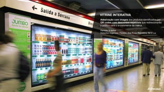 VITRINE INTERATIVA
Adesivação com images dos produtos identificados por
QR codes com descontos especiais que redirecionarão
o público para o e-commerce da marca.
Período: a definir
Estações sugeridas: Paraíso, Ana Rosa, República, Sé e Luz
 
