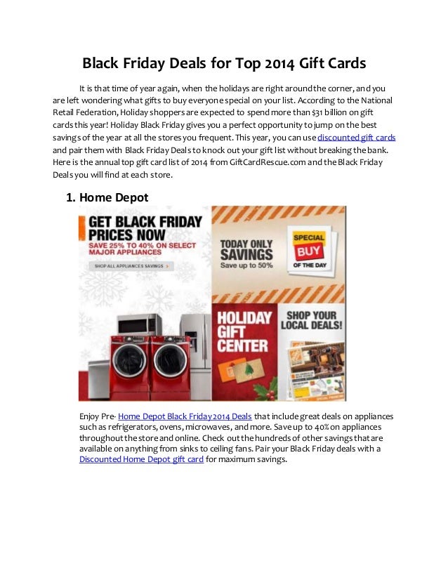 Black Friday Deals for Top 2014 Gift Cards