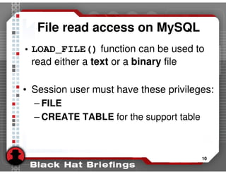 Advanced SQL injection to operating system full control (slides)