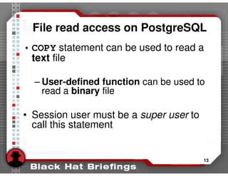 Advanced SQL injection to operating system full control (slides)