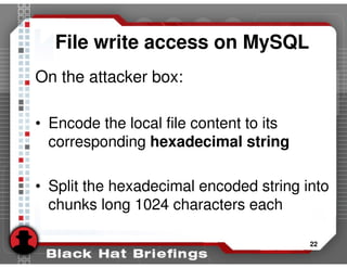 Advanced SQL injection to operating system full control (slides)