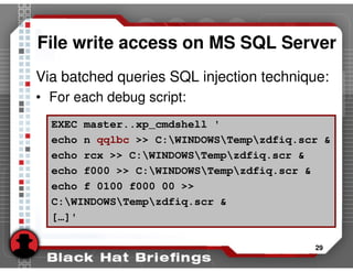 Advanced SQL injection to operating system full control (slides)