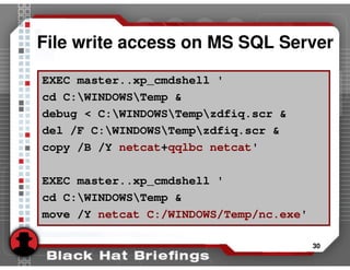 Advanced SQL injection to operating system full control (slides)