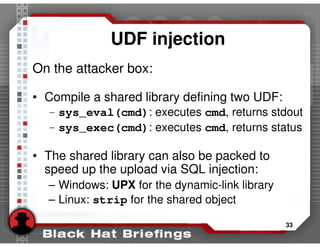 Advanced SQL injection to operating system full control (slides)