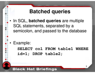 Advanced SQL injection to operating system full control (slides)