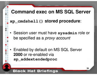 Advanced SQL injection to operating system full control (slides)