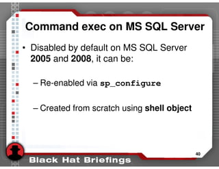 Advanced SQL injection to operating system full control (slides) | PPT