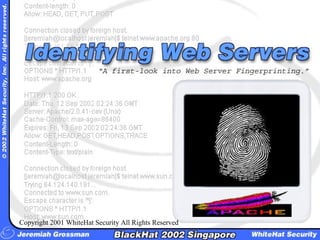 Copyright 2001 WhiteHat Security All Rights Reserved 
