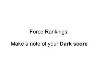Force Rankings:
Make a note of your Dark score
 