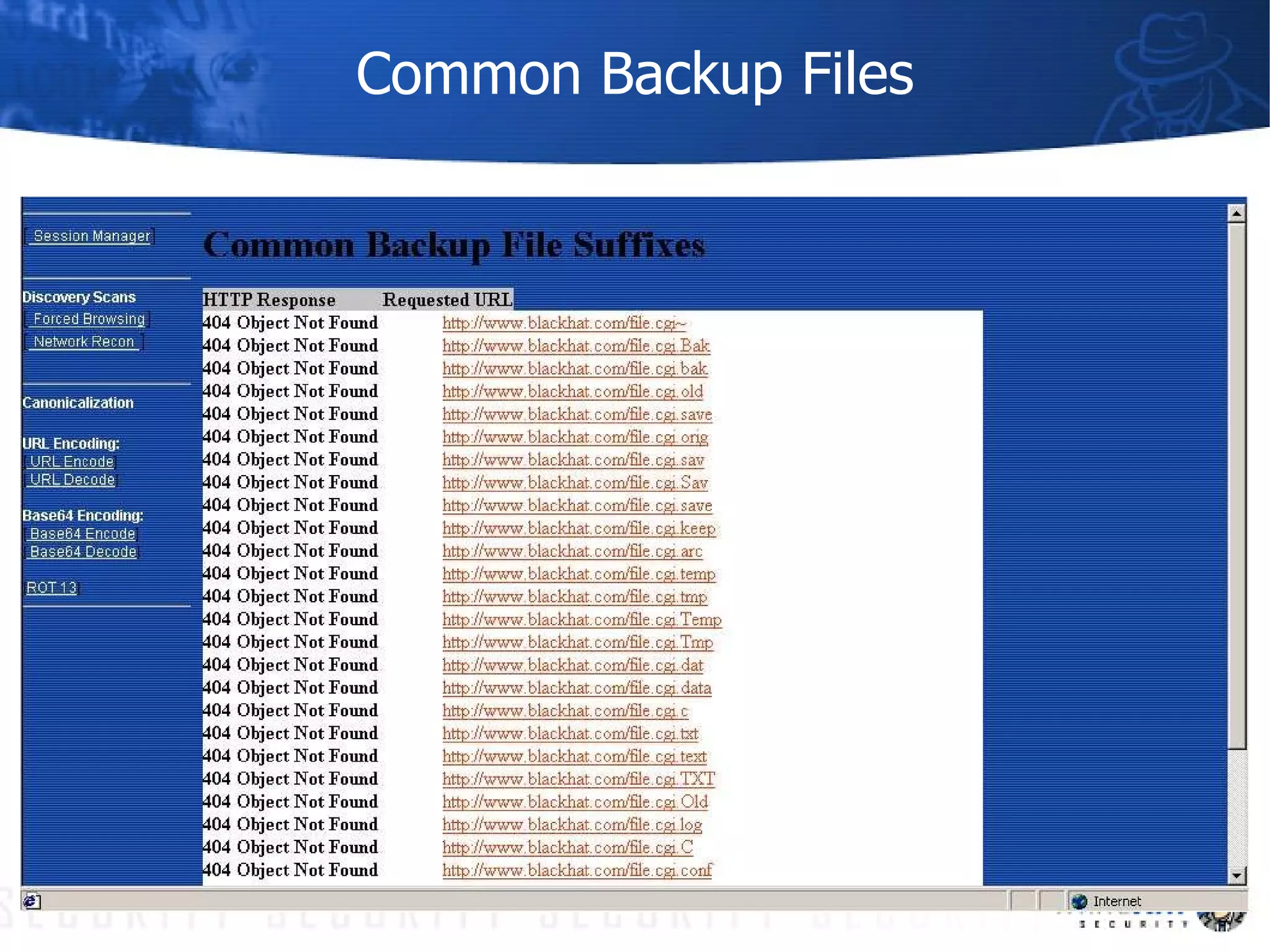 Common Backup Files 