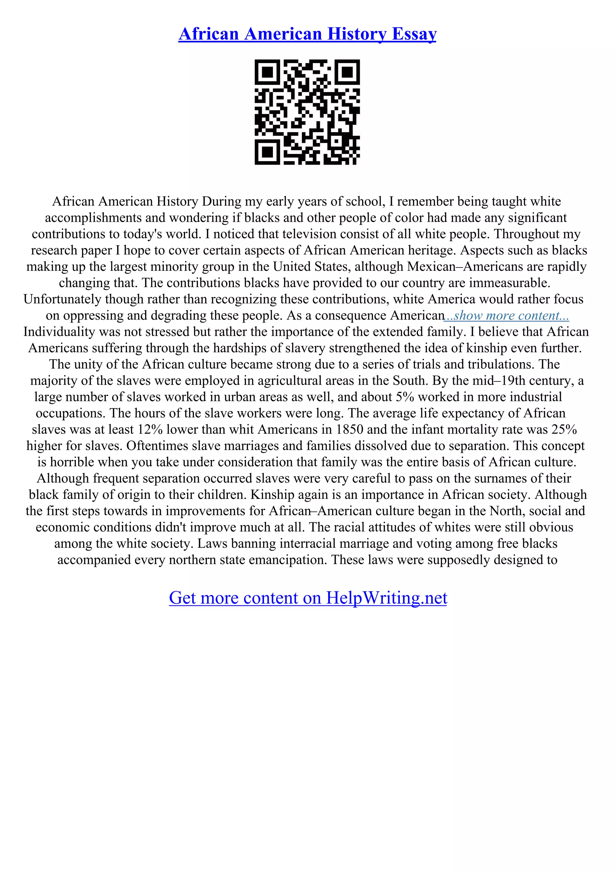 Black History Essay | PDF