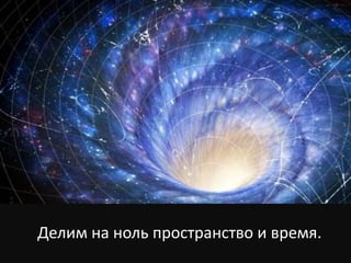 Анатомия черной дыры (как оно работает) Пространство с
бесконечной кривизной. Деление на ноль

Делим на ноль пространство и время.

 