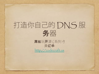 ԼDNS 
 
˿濪Դ(ϵ?) 
ڻ 
http://codecraft.us 
 