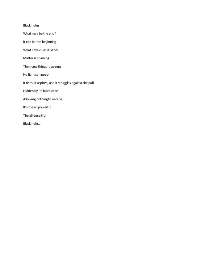 Black holes poem Black holes poem