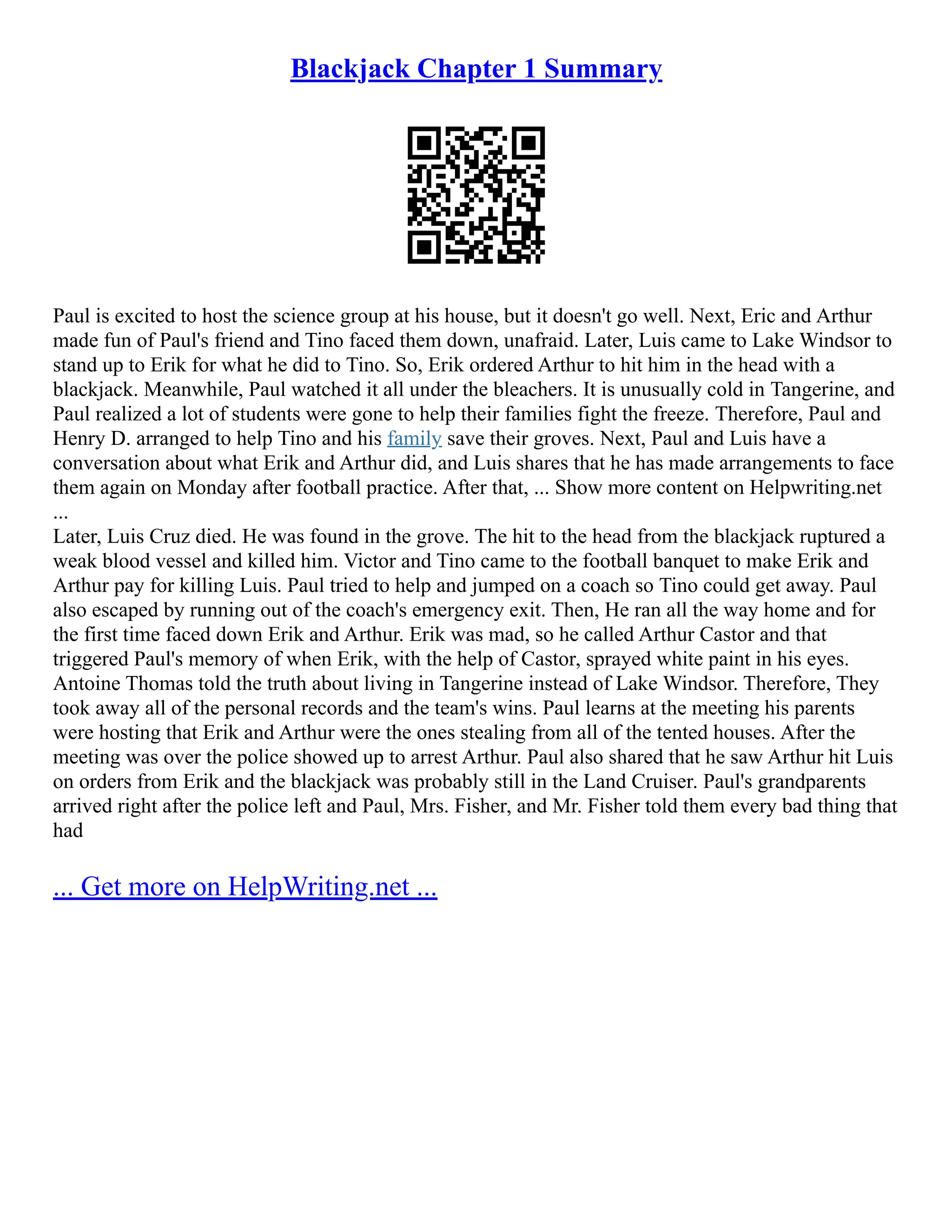 Blackjack Chapter 1 Summary PDF