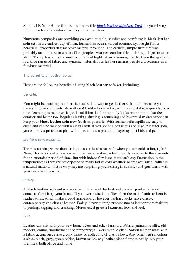 What Are The Main Benefit Of Buying Black Leather Sofa new York