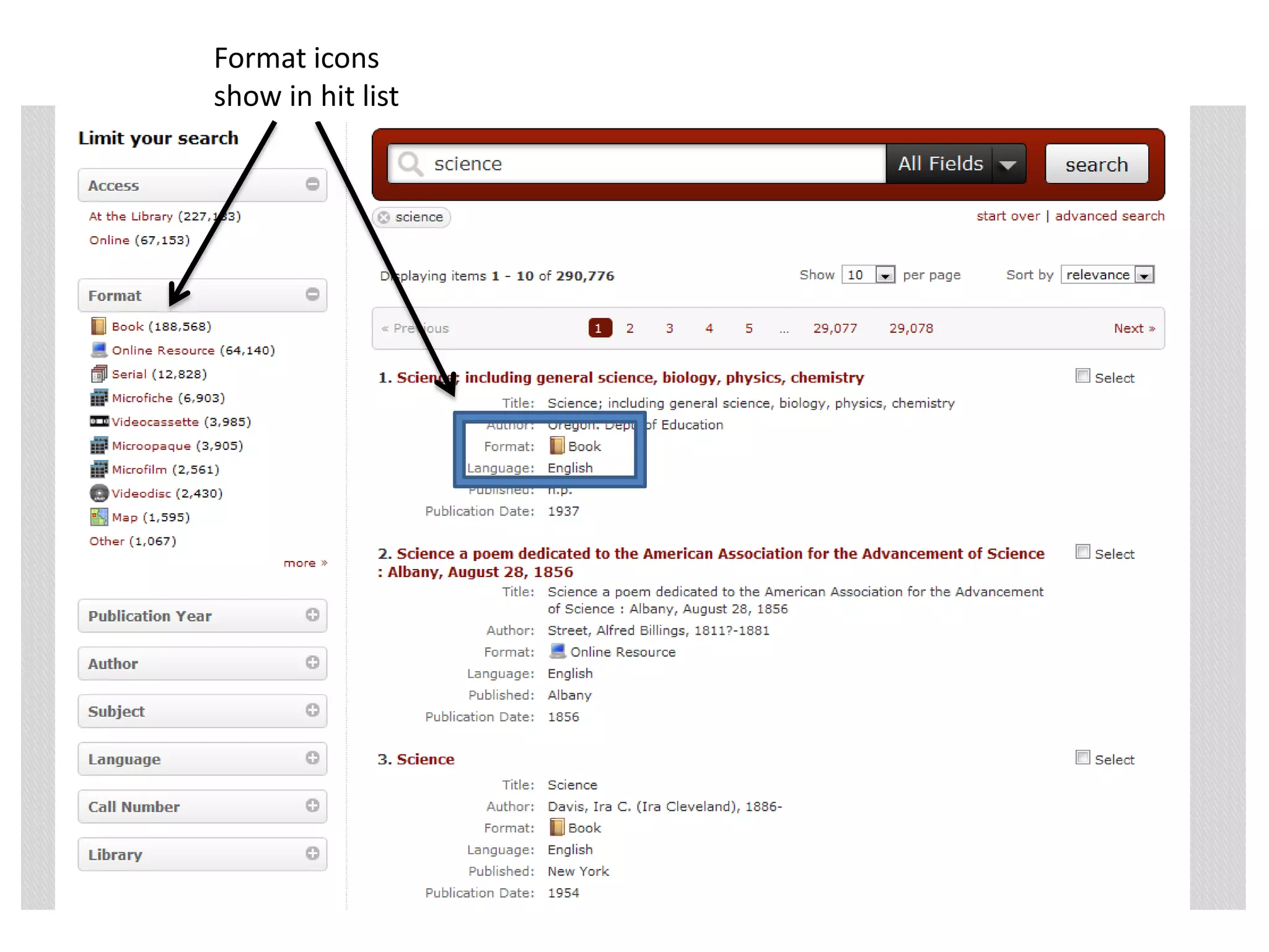 Format icons
show in hit list
 