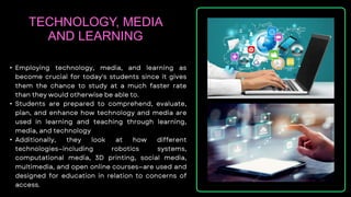 •
•
•
TECHNOLOGY, MEDIA
AND LEARNING
 