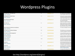 Wizards + Tools
• Cookie Control: http://civicuk.com/cookie-
  law/index
  – Custom code
  – Plugins for
    Wordpress, Jo...