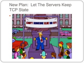 New Plan: Let The Servers Keep
TCP State

 