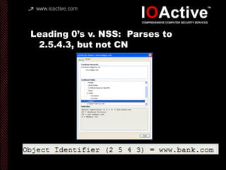 Leading 0’s v. NSS: Parses to
2.5.4.3, but not CN
 
