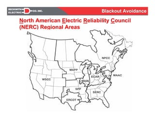 North American Electric Reliability Council
(NERC) Regional Areas
Blackout Avoidance
 