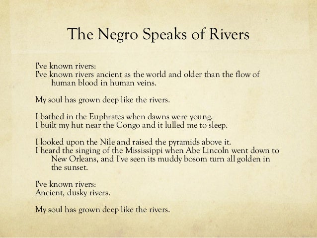 Literary Devices In The Negro Speaks Of