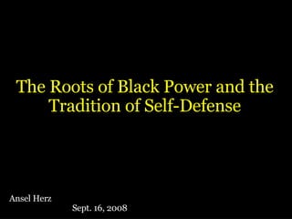The Roots of Black Power and the Tradition of Self-Defense Ansel Herz Sept. 16, 2008 